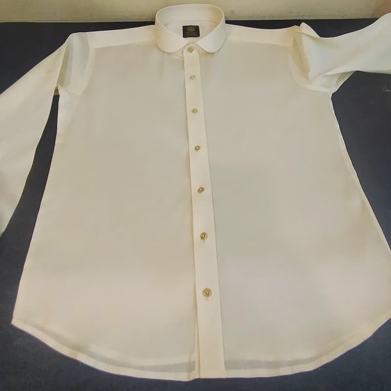 Men's round collar dress shirt